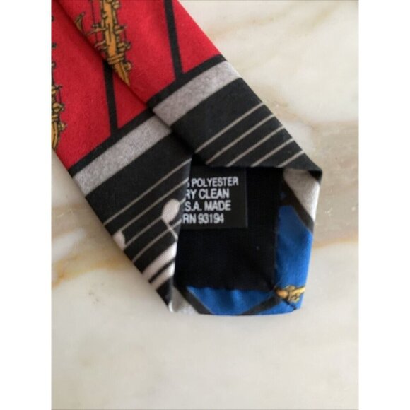 Vintage Dem Crazy Musical Saxophone Print Ties Set Of 2 - Picture 9 of 9